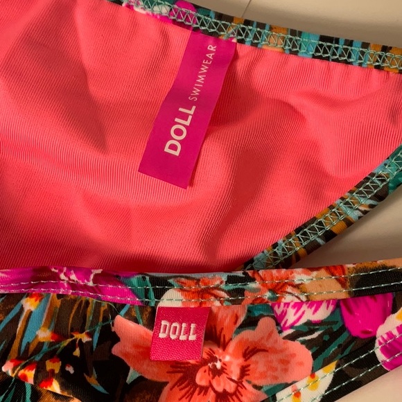 New DOLL Swimwear String Bikini Bottoms Medium Floral Animal Print Ties on Side - Picture 4 of 6